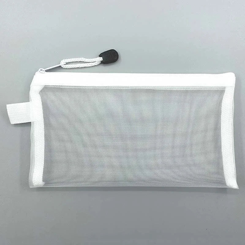 Transparent Mesh Pencil Case Large Capacity Storage Bag Nylon Zip Pencil Bag Office School Supplies Office Supplies