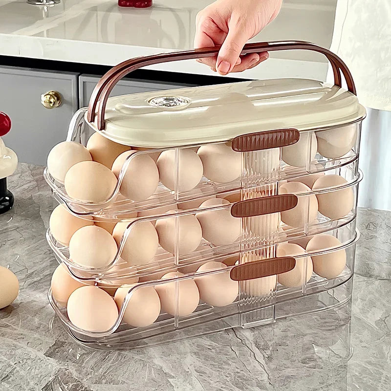 1 piece, egg storage box, automatic rolling refrigerator egg rack storage, hand-held egg refrigerator side door storagerack