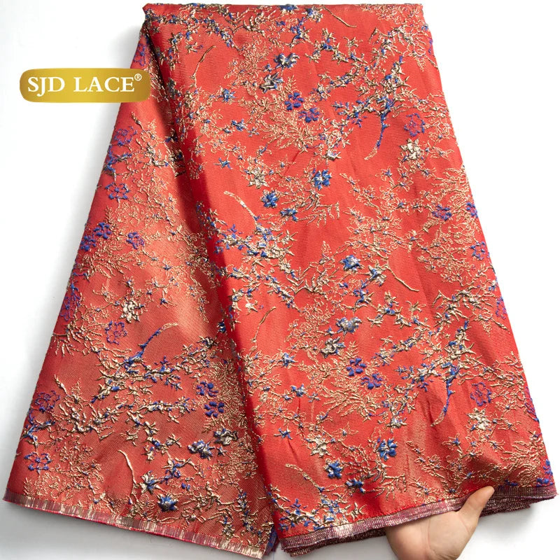 SJD LACE African Lace Fabric 2026 High Quality French Gild Brocade Jacquard Lace Fabric For Women Wedding Party Dresses Sew 3464
