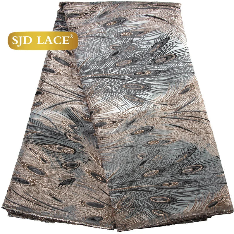 SJD LACE African Lace Fabric 2026 High Quality French Gild Brocade Jacquard Lace Fabric For Women Wedding Party Dresses Sew 3464