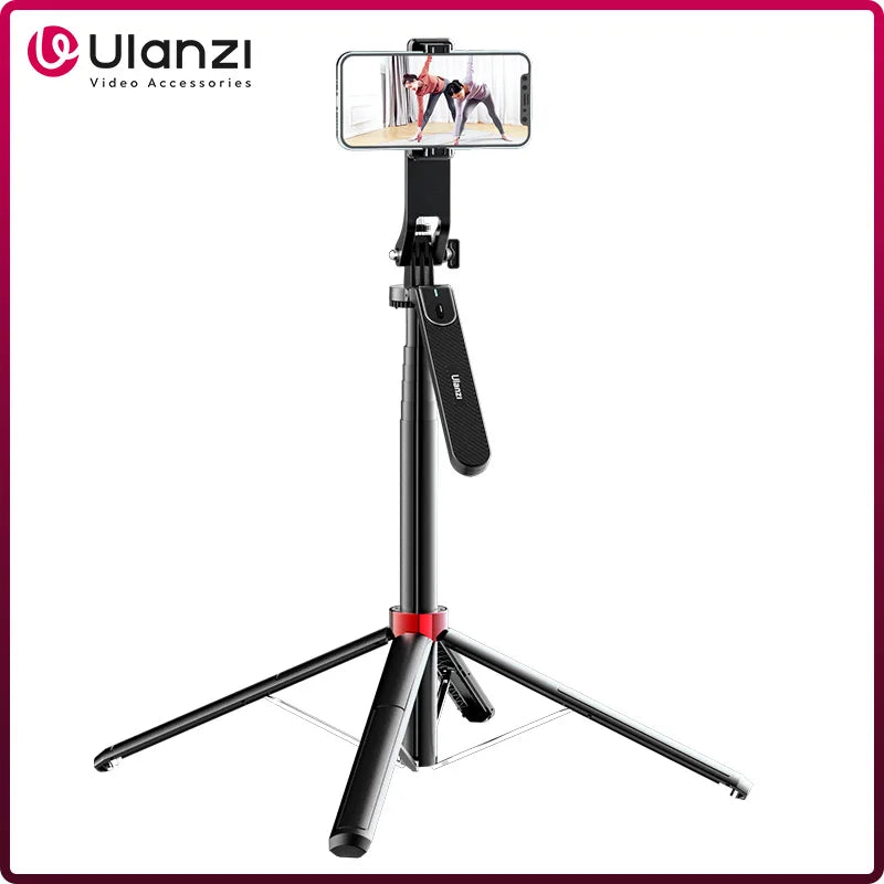 Ulanzi MA09 1.8M Bluetooth Remote Control Selfie Stick Tripod with 1/4" Screw 360° Rotatable Phone Stand for Live Streaming Vlog
