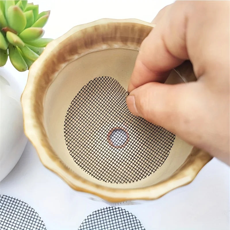 50pcs Round Mesh Drainage Screens for Flower Pots, Prevent Soil Loss, Ideal for Bonsai Gardening, Gasket, Plant Drainage Screens