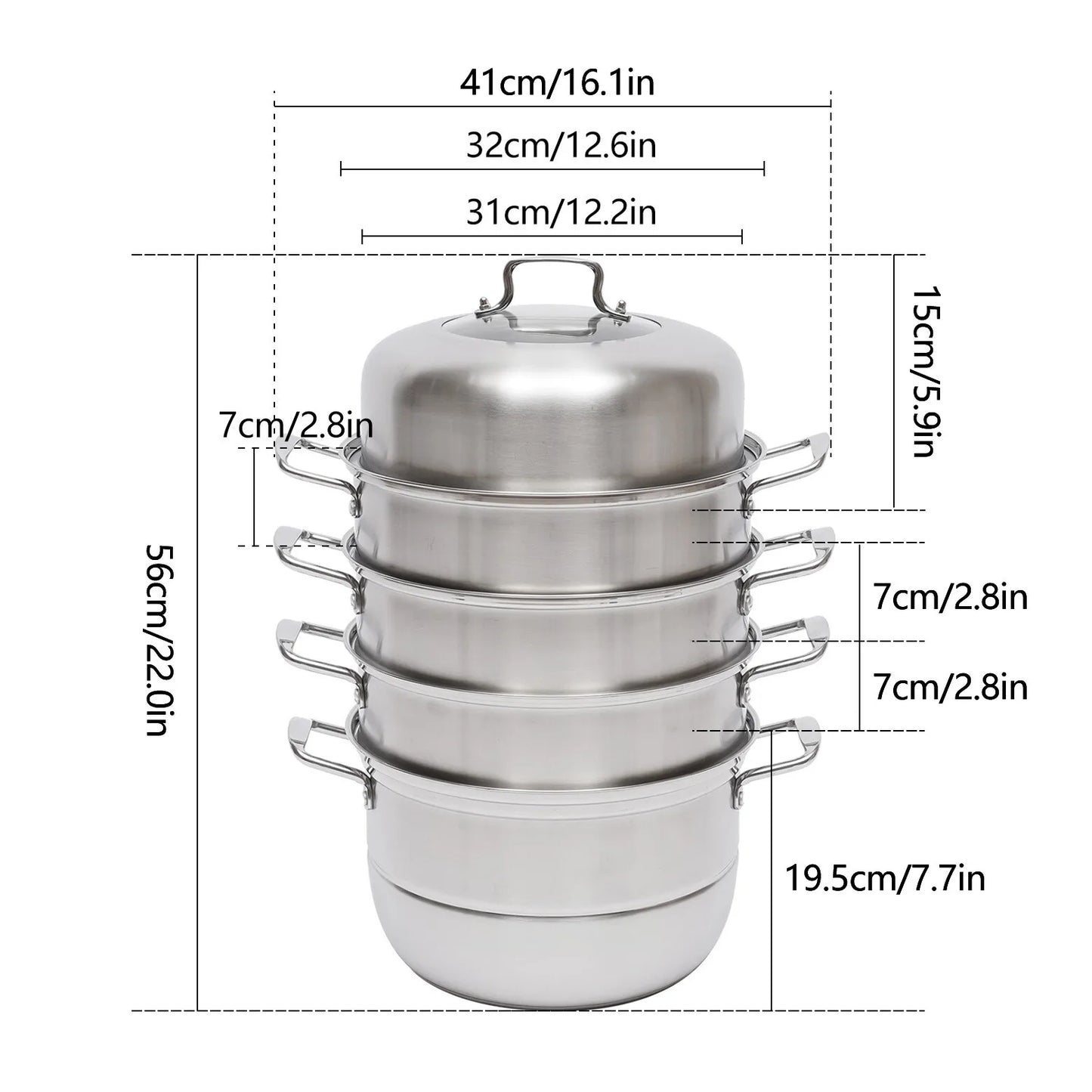 Stainless Steel 5 Tier Pot Steaming Food Steamer Cooking Cooker Cookware Large