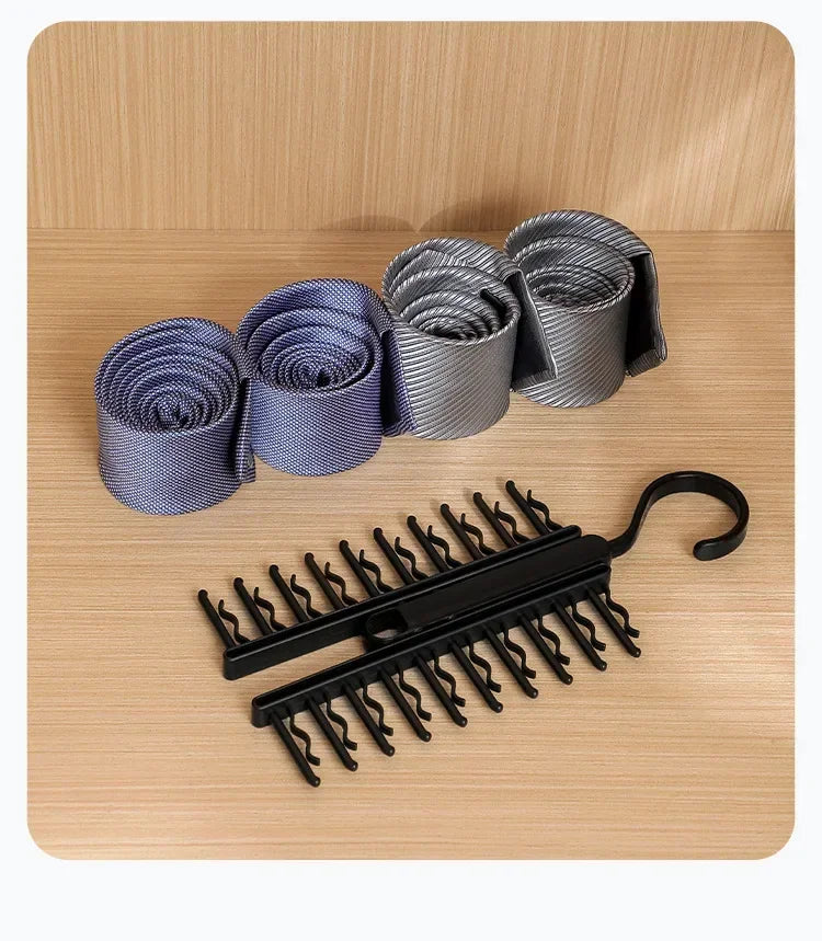 Tie Hanger Rotatable Necktie Storage Rack Clothes Hanger Organizer 20 Rows Large Capacity Belt Hooks Closet Skidproof Tie 2030