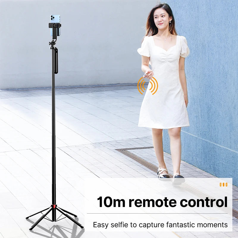 Ulanzi MA09 1.8M Bluetooth Remote Control Selfie Stick Tripod with 1/4" Screw 360° Rotatable Phone Stand for Live Streaming Vlog