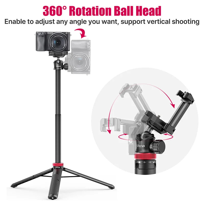 Ulanzi MT-44 57.6 Inch Extendable Livebroadcast Tripod Stand with Phone Mount Holder for DSLR Camera for Gopro Smartphone Vlog