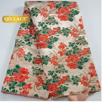 SJD LACE African Brocade Lace Fabrics Nigerian Damask 2025 Latest French Jacquard Gilded Women Lace for Wedding Dresses Sew 3466