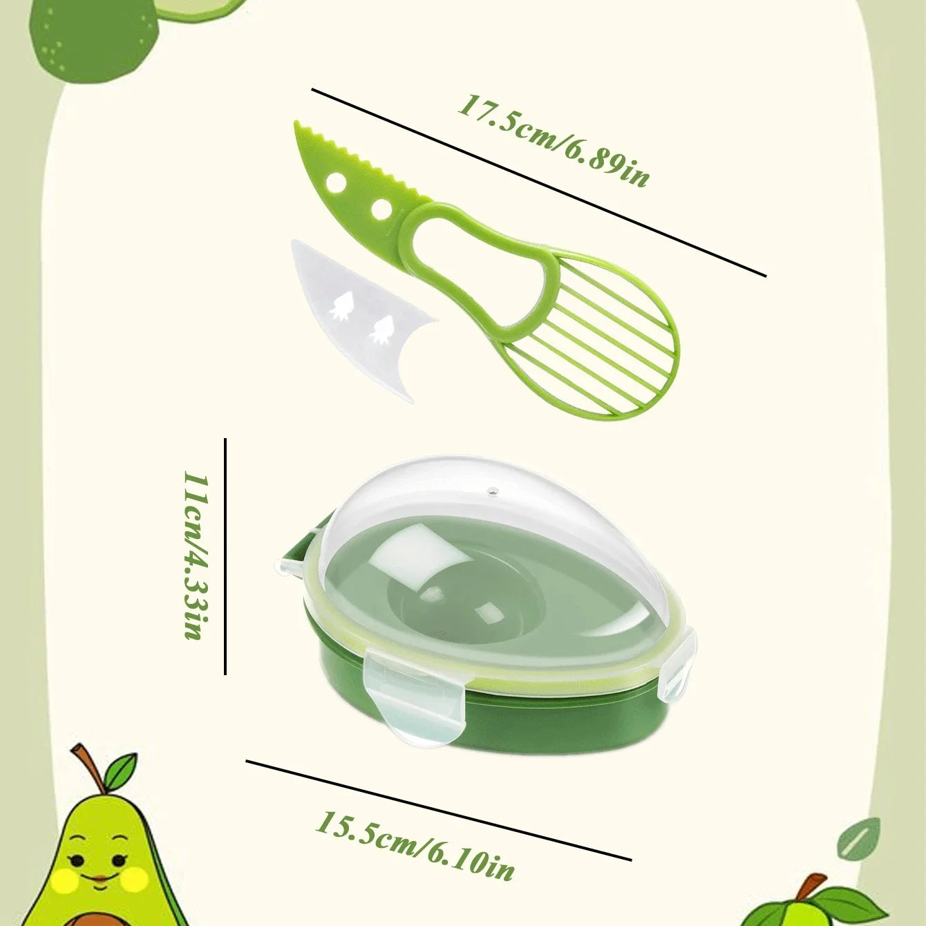 Avocado Storage Box Reusable Crisper Fruit  Slicer Saver Space Saving Keeper Container for Food Fresh Keeping Kitchen Fridge Too