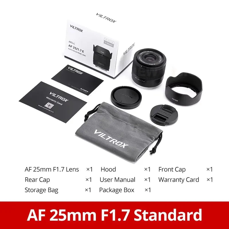 Viltrox AF 25mm F1.7 APS-C Mirrorless Camera Auto Lens for Sony E Nikon Z Z30 Z50 Fujifilm XF X-T4 Fujifilm XF X-T30ii X-Pro3