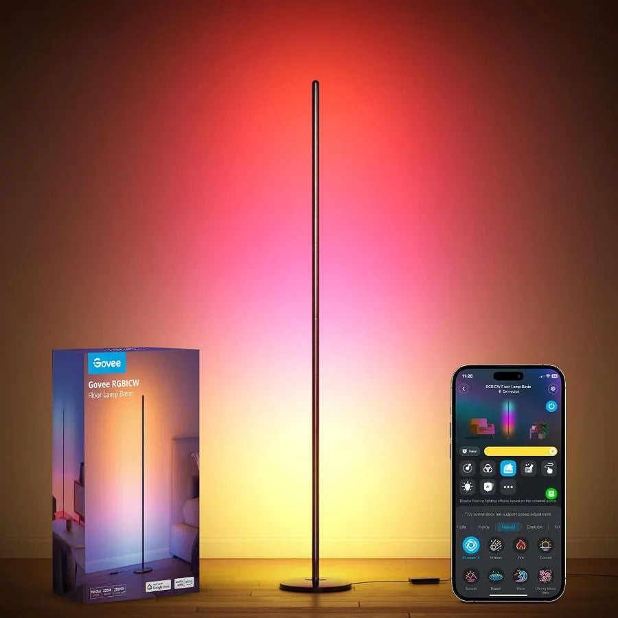 RGBIC Floor Lamp Basic LED Corner Lamp Works with Alexa 1000 Lumen Smart Modern Floor Lamp with Music Sync and 16 Million DIY C