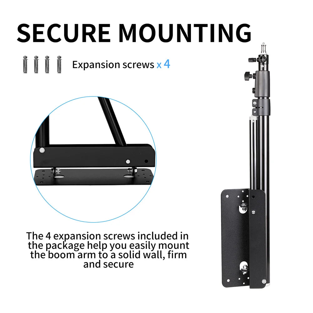 100/135/ 170cm Wall Mounting Triangle Boom Arm Photography Strobe Light, Monolight, Softbox, Umbrella, Reflector and Ring Light