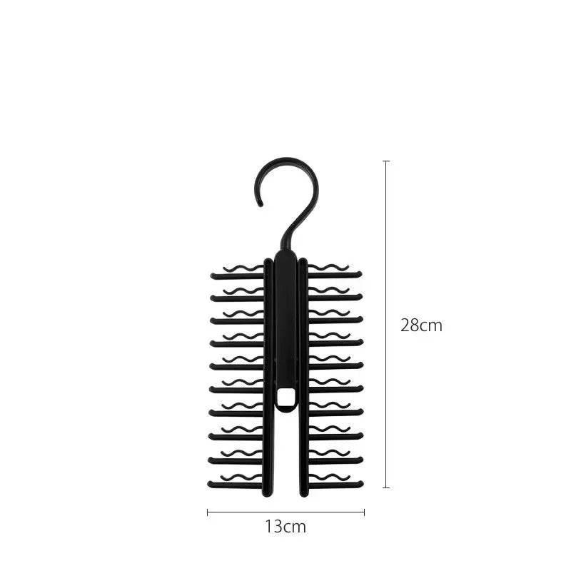 Tie Hanger Rotatable Necktie Storage Rack Clothes Hanger Organizer 20 Rows Large Capacity Belt Hooks Closet Skidproof Tie 2030