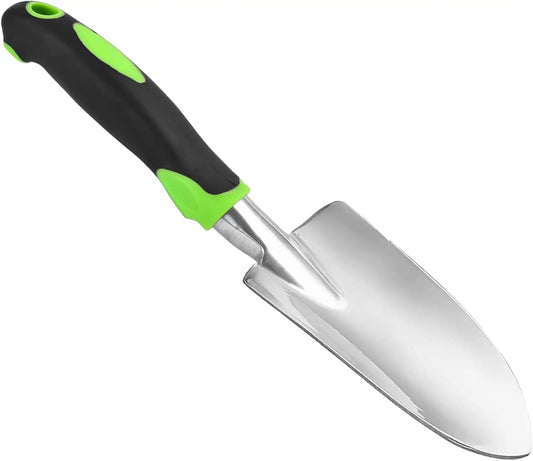 Heavy Duty Cast-Aluminum Garden Shovel with Soft Rubberized Non-Slip Handle for Planting, Transplanting, Weeding