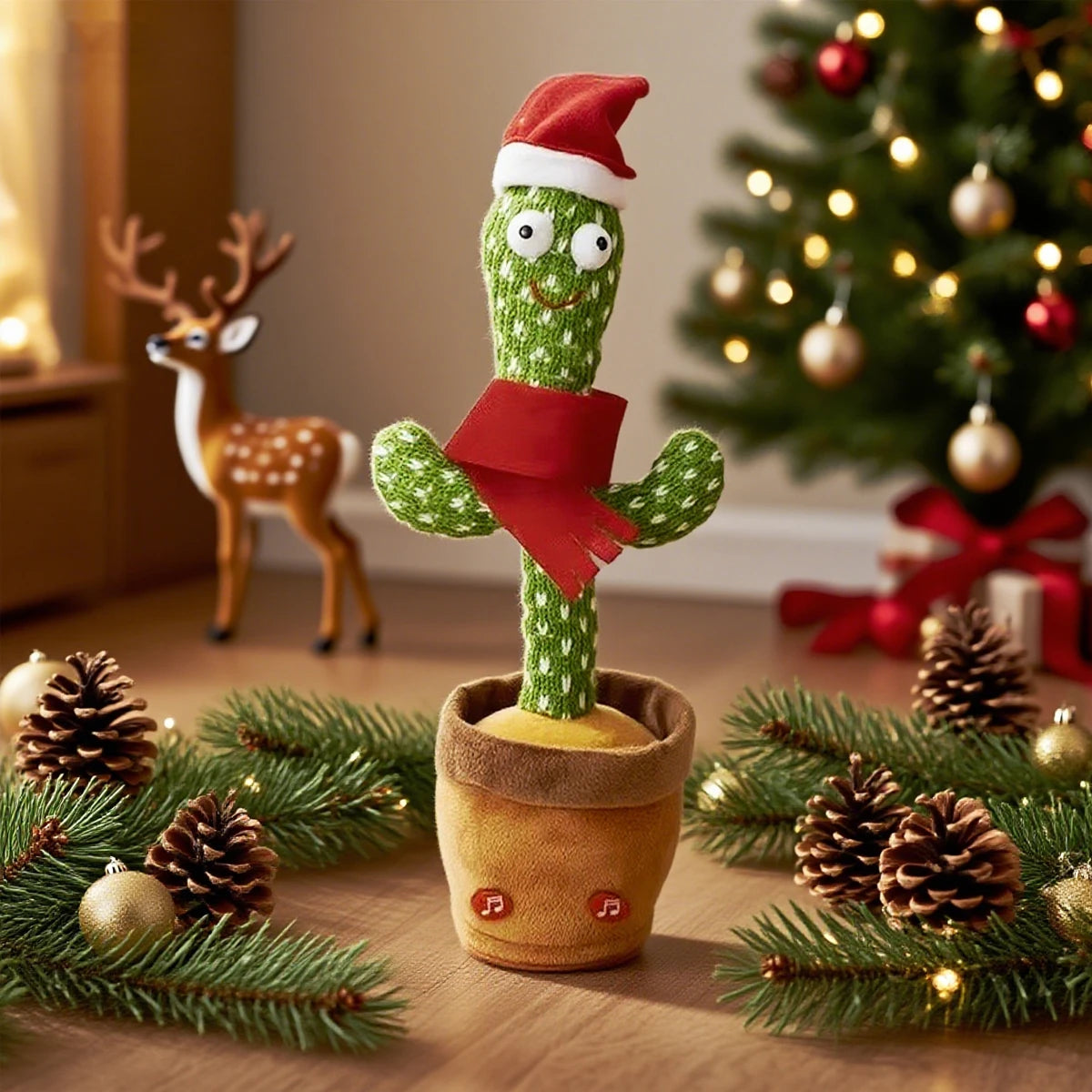 Home Table Decoration Autumn Hallowee Christmas Cactus Magic Dancing Voice Artificial Plant Twisting Music Song Birthday Gift