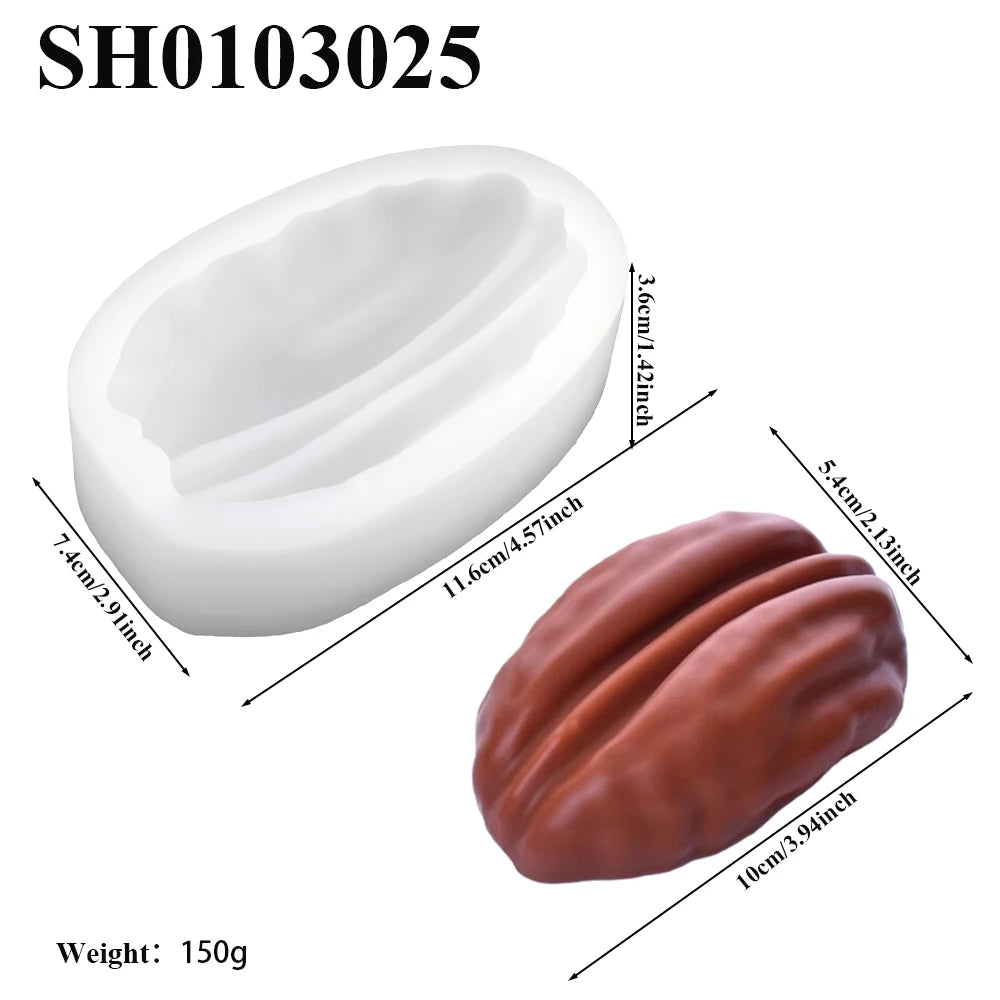 Single-Cell Peanuts Pecan Pistachios or Coffee Beans Design Silicone Chocolate Mold Mousse Cake Mold Dessert Baking Tools