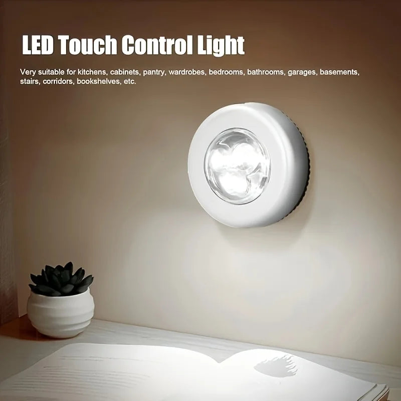 1/4/10 Mini Led Night Light, Self Adhesive Push Light Stairs Hallway Closet Kitchen Bedroom, Cabinets, Counters, Hallway