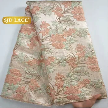 SJD LACE African Brocade Lace Fabrics Nigerian Damask 2025 Latest French Jacquard Gilded Women Lace for Wedding Dresses Sew 3466