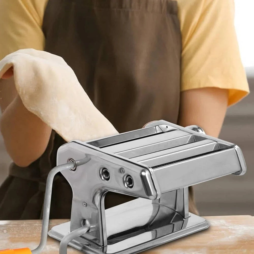 Pasta Maker Machine Stainless Steel Adjustable Manual Noodle Dumpling Press Two Cutters Spaghetti Fettuccini Lasagna Maker