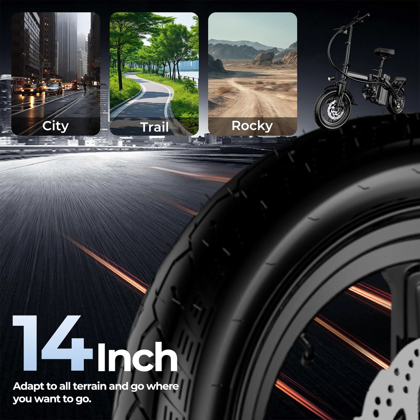 560W Adult Electirc Bikes,24MPH,48V10.4AH Removable Battery,14inch folding Electirc Bike,Multi-Shock Absorption Electirc Bicycle