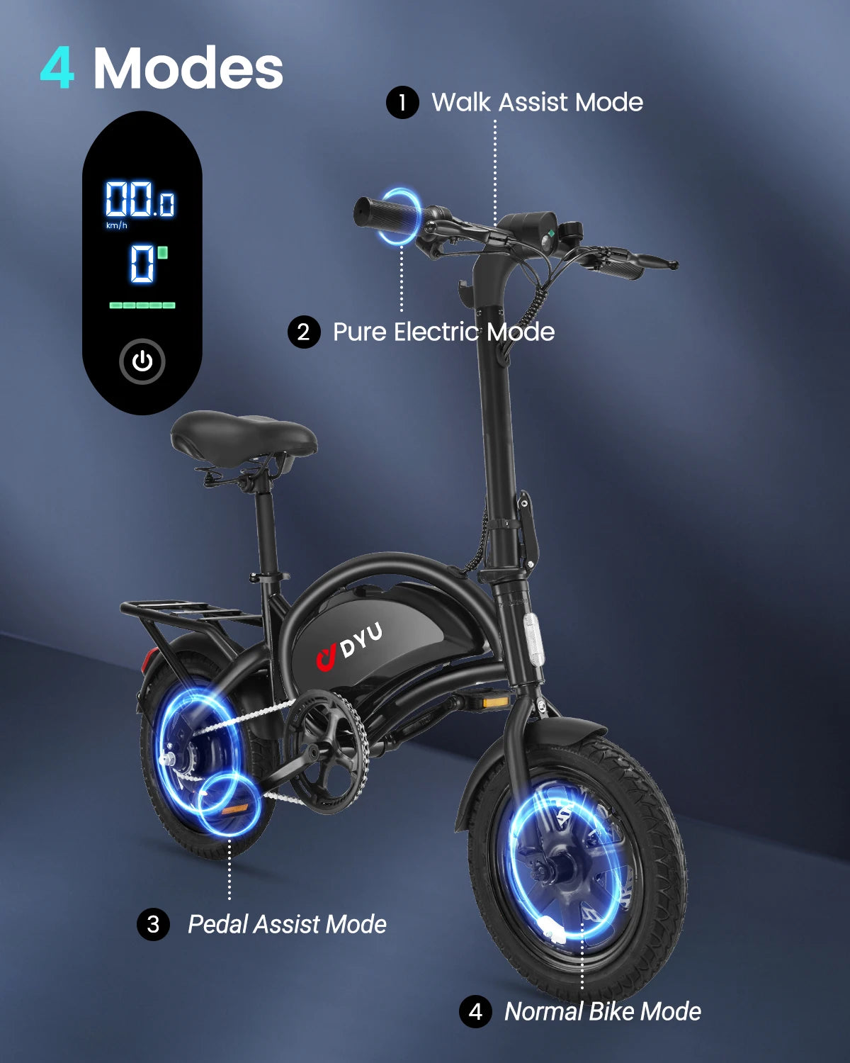 DYU D3F Electric Bicycle Peak 500W Motor 36V7.8AH Lithium Battery Electric Bike,20mph city E-bike UL2849