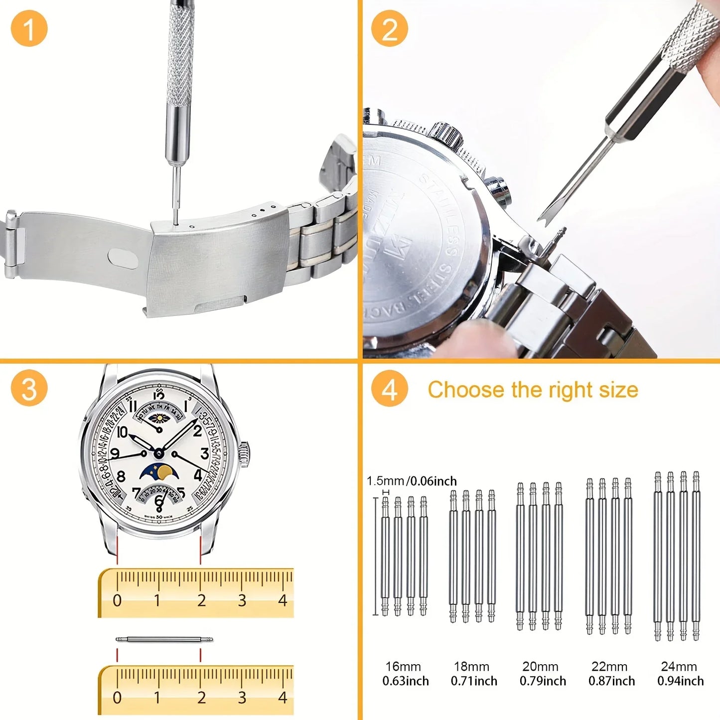 41pcs/set Watch Link , Watch Band Tool Kit, Watch Link Remover, 20pcs Spring Bars, 13pcs Spare Needl, Ideal Choice for Gifts