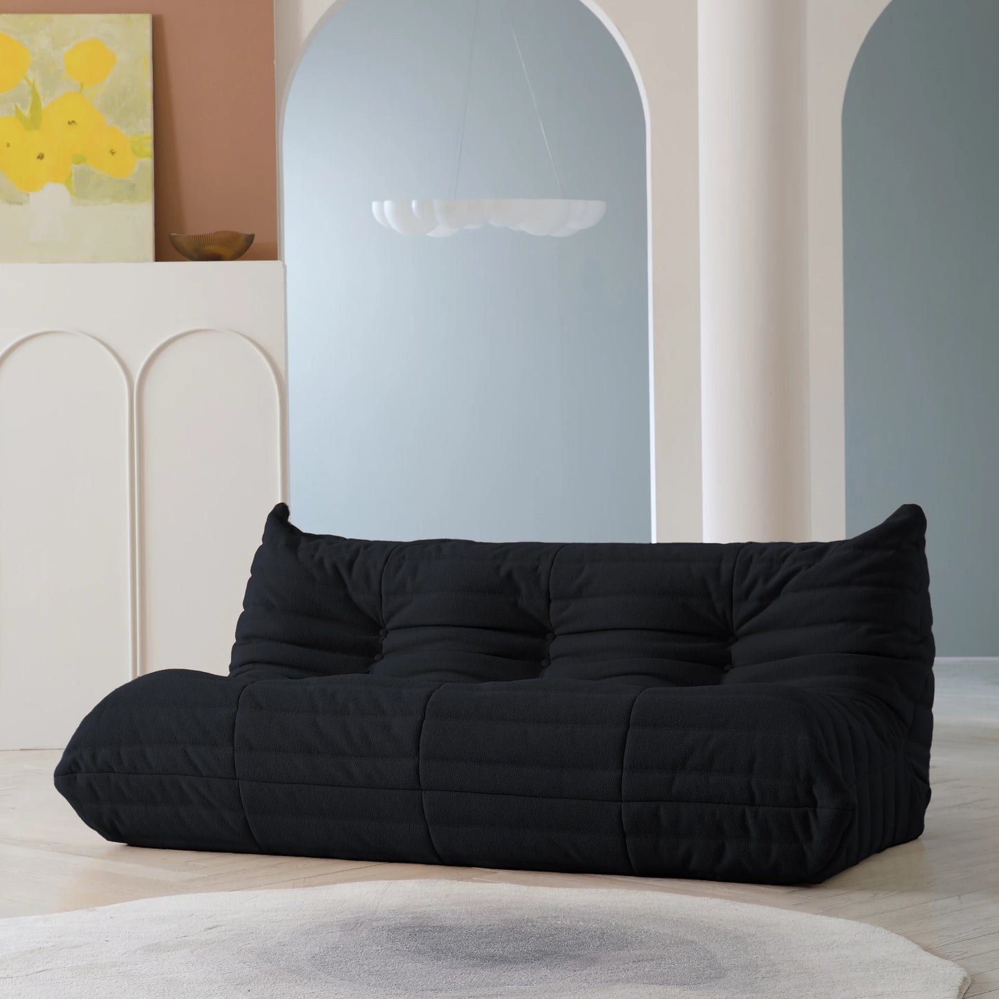Teddy Fabric Bean Bag Sofas Comfy Lazy Floor Sofa Couch Soft Lounge Chairs Foam-Filled Accent Chair for Living Room Bedroom