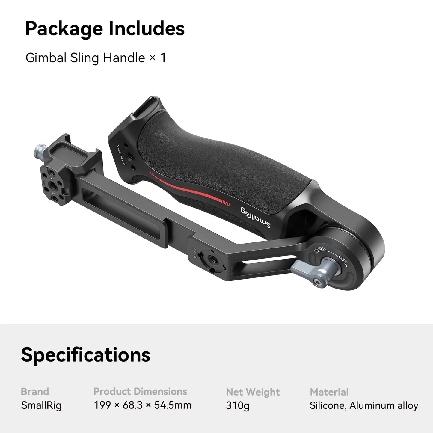 SmallRig Adjustable Handle Sling Handgrip for DJI RS 2 / RS 3 / RS 3 Pro/ RS 3 Mini / RS 4 Pro / RS 4 Gimbal Handheld Stabilizer