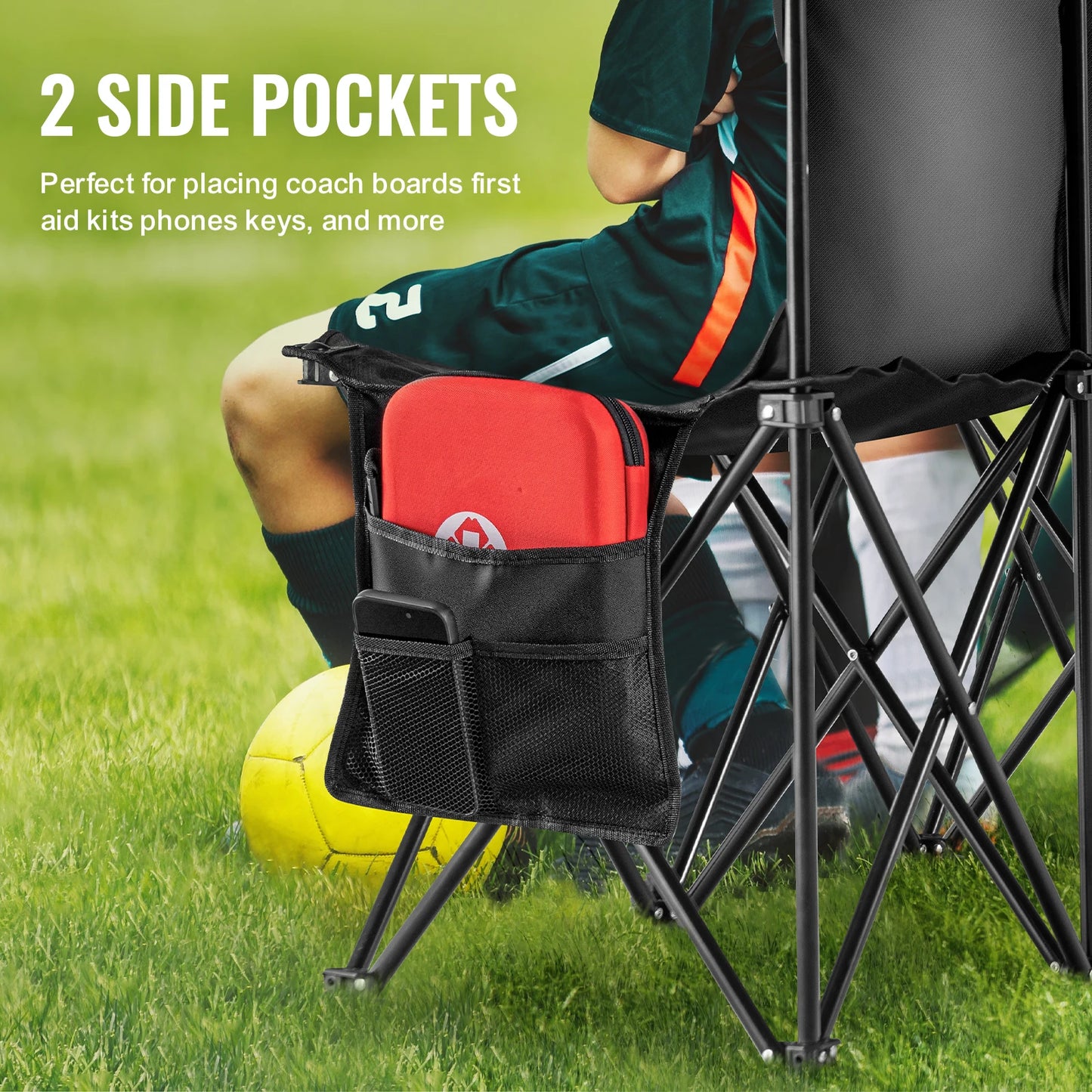 SucceBuy 6/8Seat Foldable Sideline Bench Outdoor Camping Bench Chair with Bag & Backrest Team Sport Sideline Bench