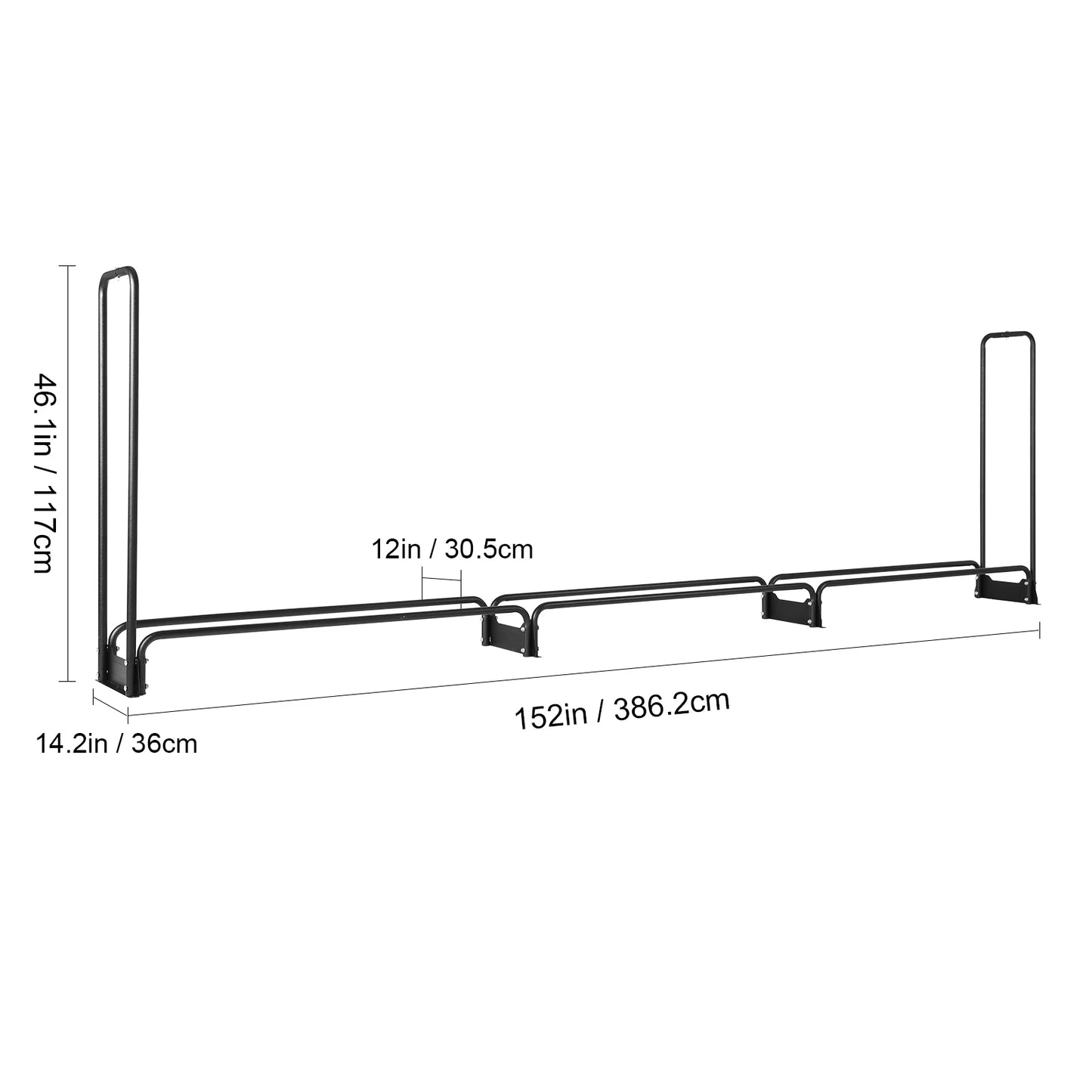 12.7FT Outdoor Firewood Rack with Cover Heavy Duty Firewood Holder & 600D Oxford Waterproof Cover for Fireplace Patio
