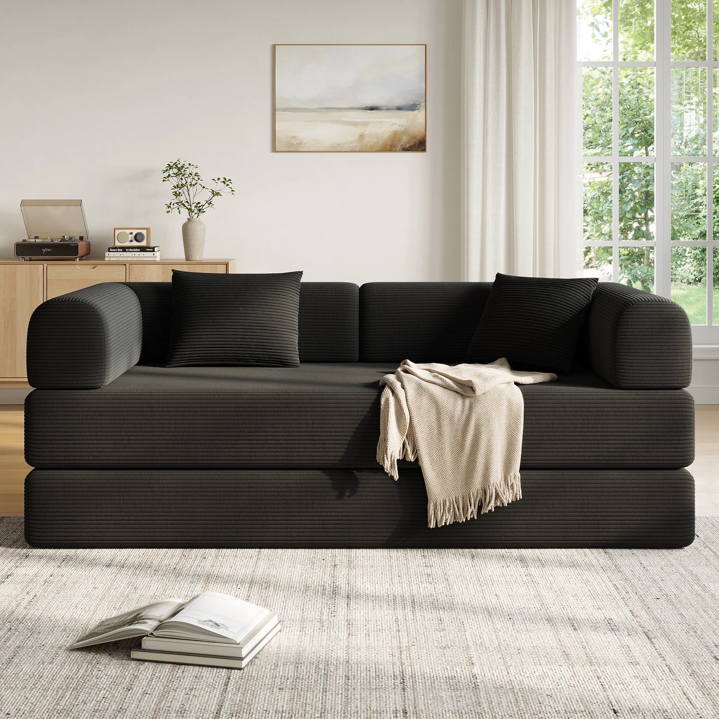 Convertible Floor Sofa Bed with Fixed-Shape Frame,  5-in-1 DIY Combination Modular Sofa,  for Living Room Bedroom Playroom