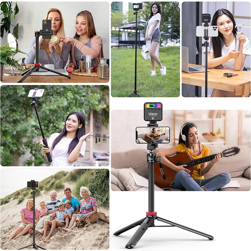Ulanzi MT-44 57.6 Inch Extendable Livebroadcast Tripod Stand with Phone Mount Holder for DSLR Camera for Gopro Smartphone Vlog