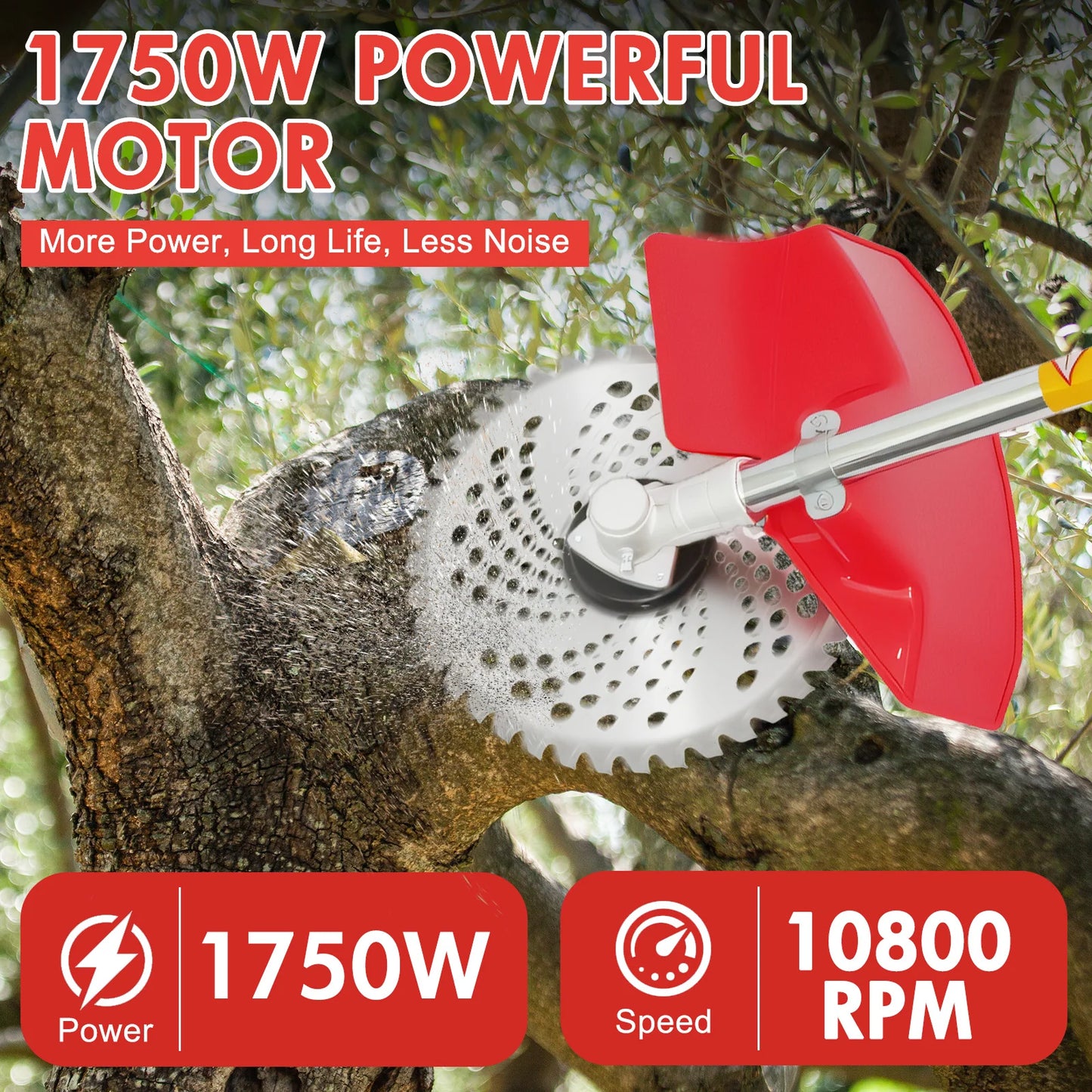 52cc Gasoline Lawn Mower 2-Stroke 4-in-1 Adjustable Grass Cutting Straight Shaft Gas Power Weed Eater with 4 Trimmer Heads