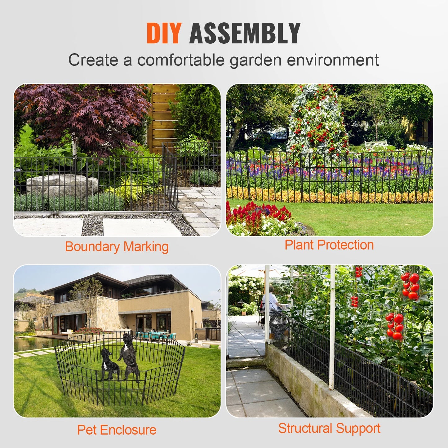 SucceBuy Garden Fence No Dig Fence Animal Barrier Fence Underground Decorative Garden Fencing with 1.5 in Spike Spacing for Yard