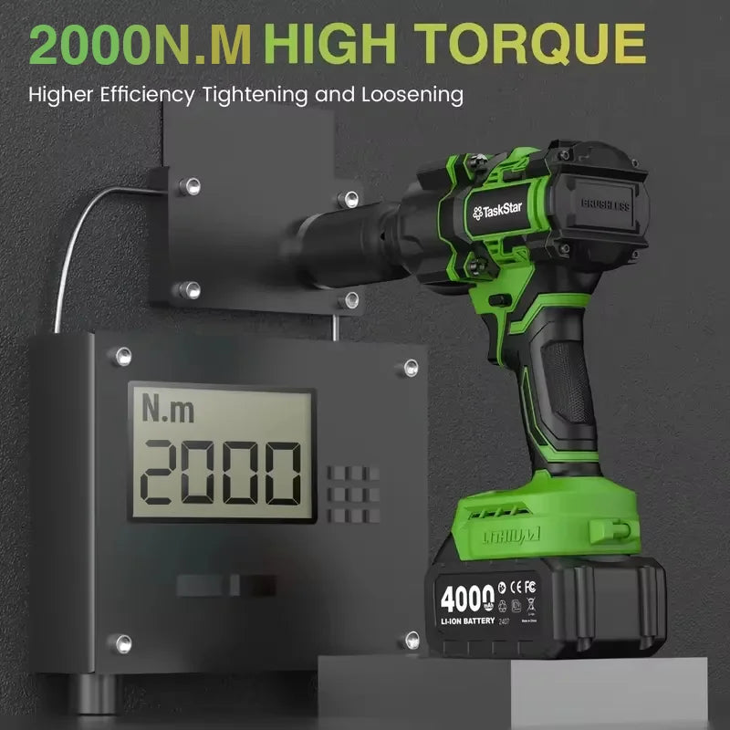TaskStar 2000N.m Brushless Impact Wrench 1/2''Cordless electric Wrench  Car Tires Repair Power Tools For Makita 18V Battery pin