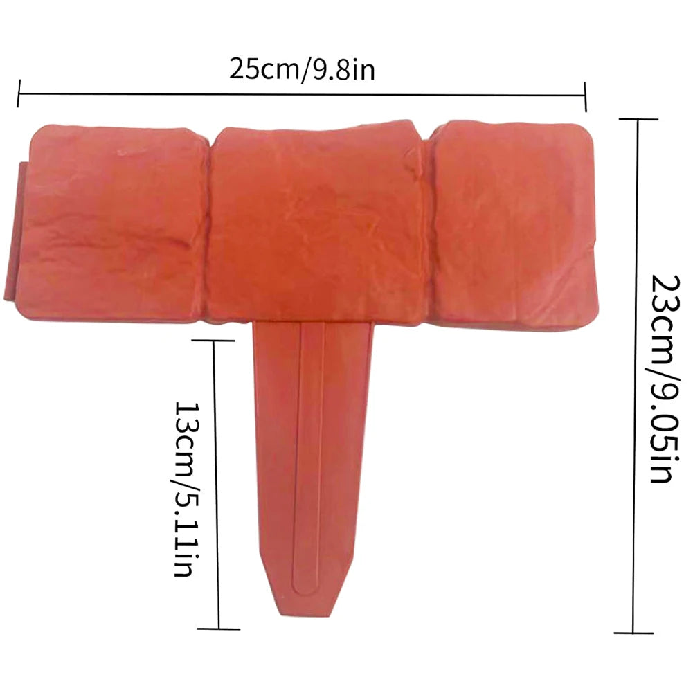 10pcs Garden Edging Set 9.84x9.06Inch Plastic Imitation Stone Landscape Border DIY Lightweight Easy Installation for Landscaping