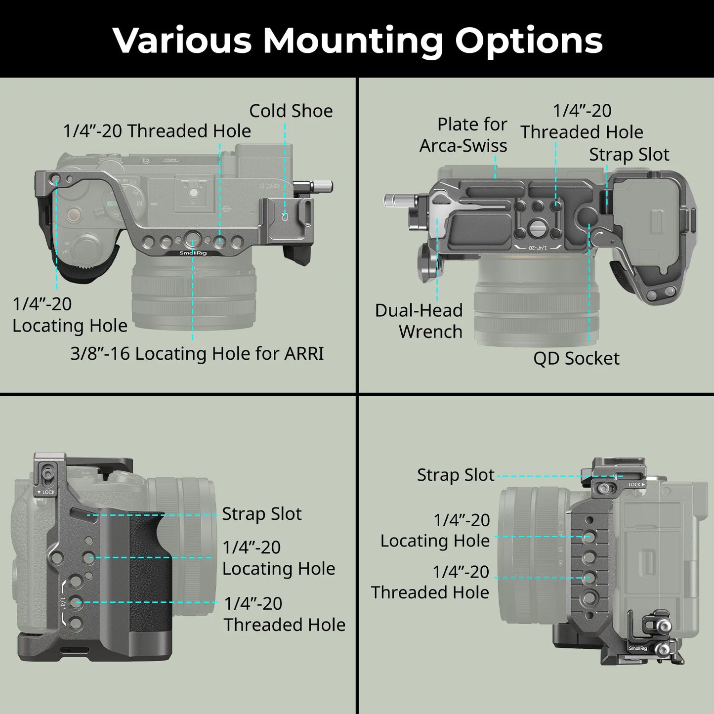 SmallRig “HawkLock” Quick Release Cage Kit with Silicone Handle for Sony Alpha 7C II / 7CR