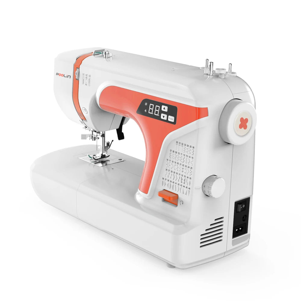 POOLIN EOC01-RE Computerized Sewing Machine, Home Use with 2 Sewing Modes, 107 Stitches & 8 Presser Feet