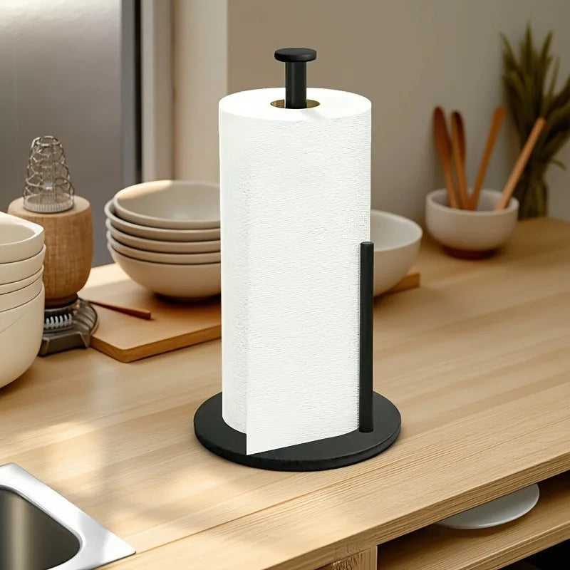 Stainless Steel Paper Towel Holder with Weighted Base, Heavy Duty Kitchen Countertop Organizer Space Saving Design,Kitchen