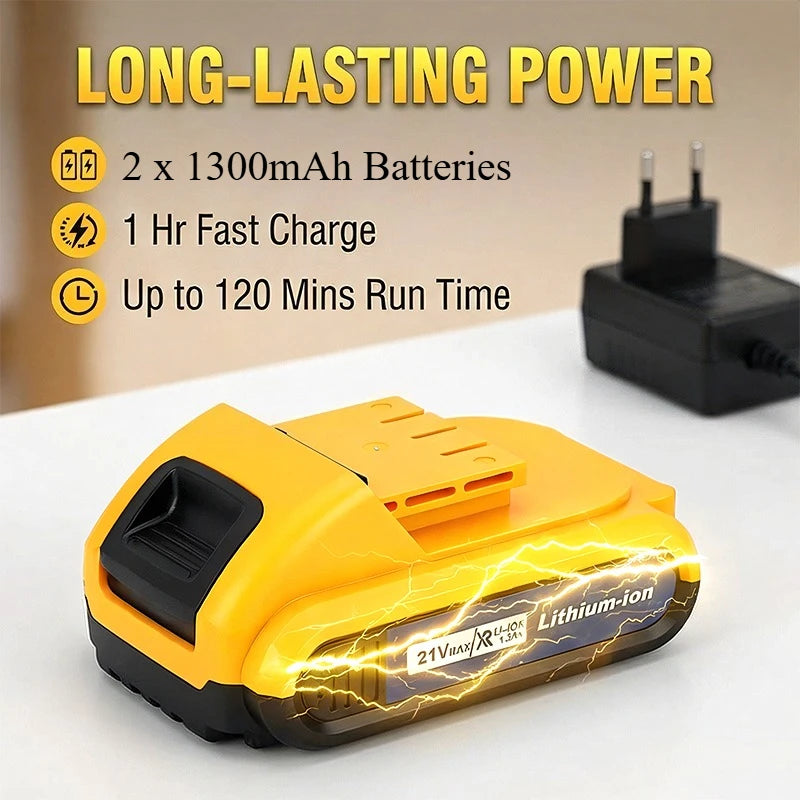21V Cordless Impact Drill 2.0AH Rechargeable Battery Fast Charger Electric Screwdriver Adjustable Speed Torque LED Work Light Multi Drill Bits Storage Box Household Vehicle Maintenance Tool Holiday Gift For Men