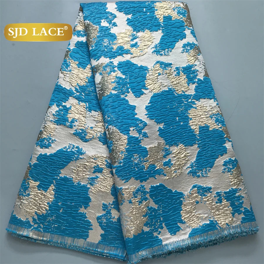 SJD LACE African Lace Fabric 2026 High Quality French Gild Brocade Jacquard Lace Fabric For Women Wedding Party Dresses Sew 3464