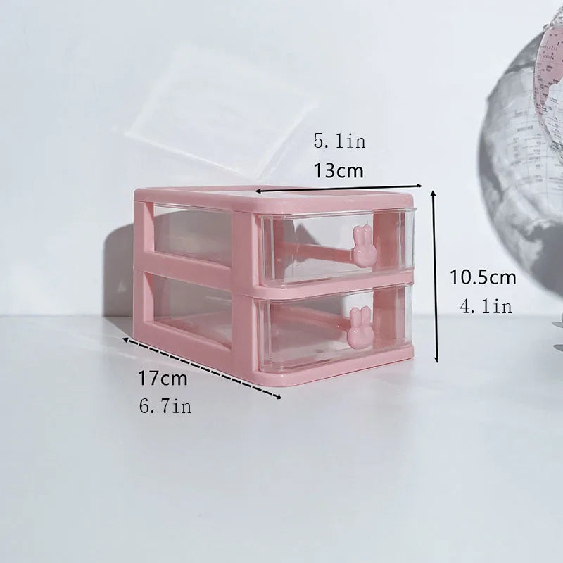 Clear Stacking Drawer Organizer - Multi-Tier PP Storage Box for Office/Beauty Products, Modular Desktop System (2-5 Layers)