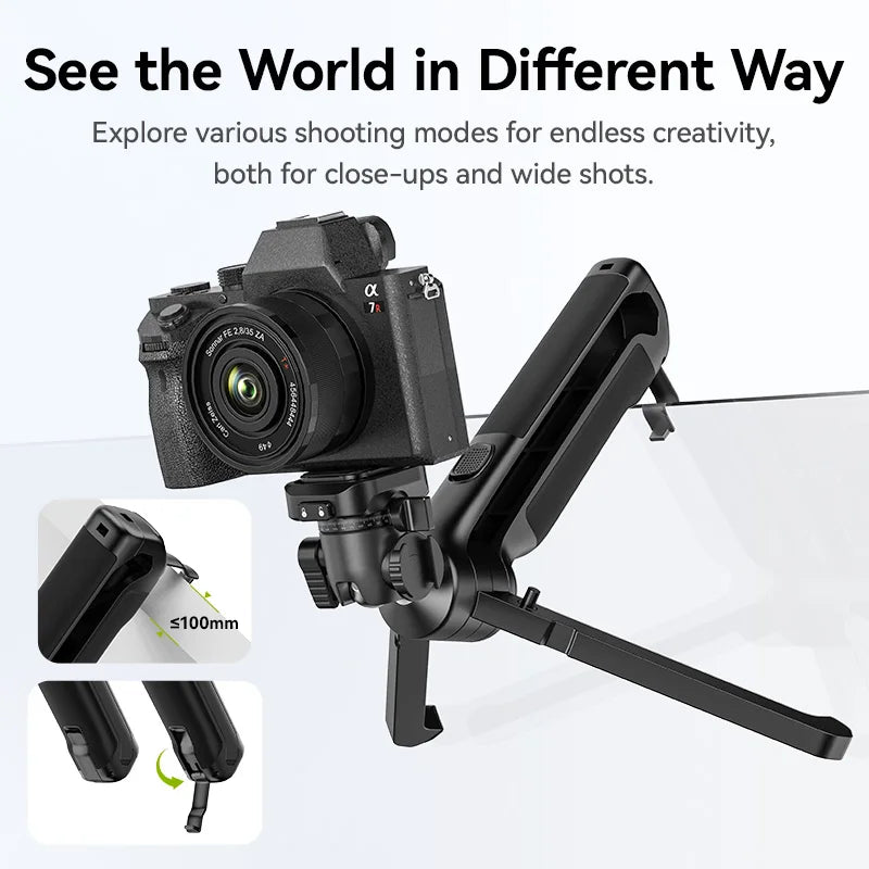 Ulanzi VlogPod TT38 Tripod with Quick Release Plate DSLR Camera Handle Desk Tripod for Livestreaming Following Shot Selfie Vlog