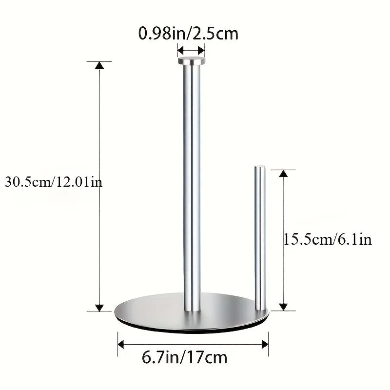 Stainless Steel Paper Towel Holder with Weighted Base, Heavy Duty Kitchen Countertop Organizer Space Saving Design,Kitchen