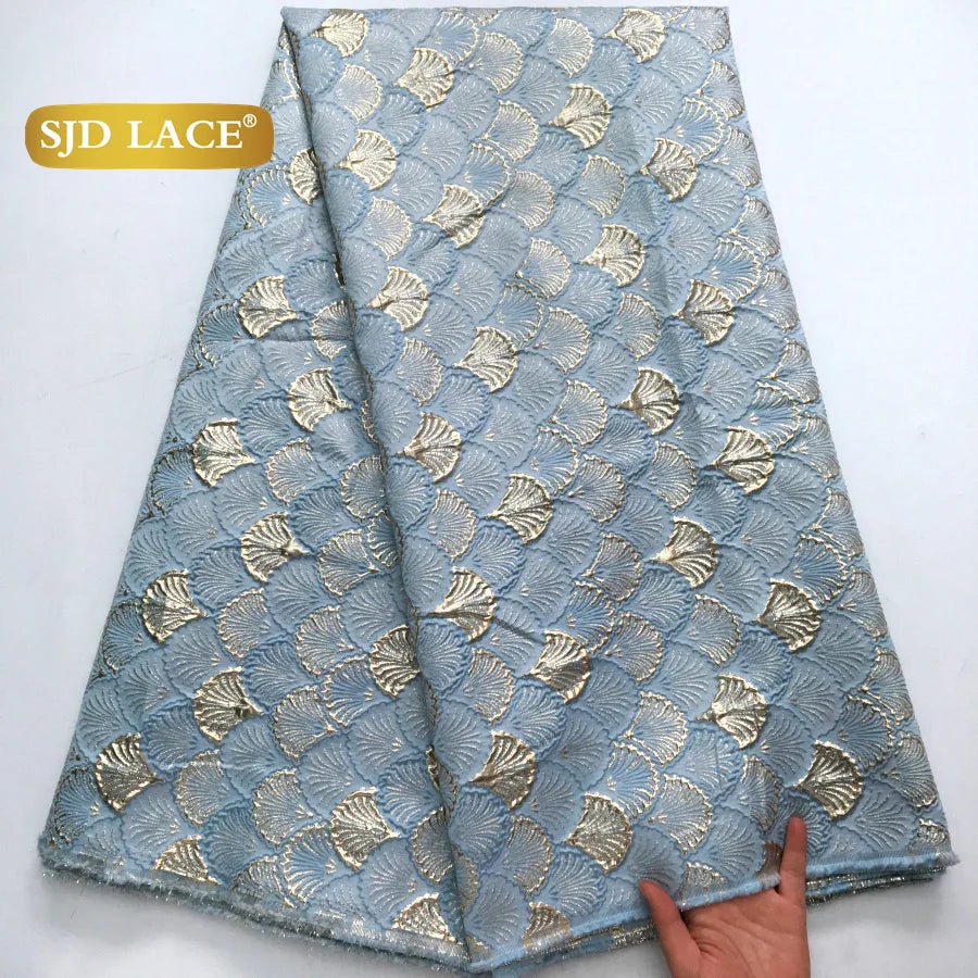 SJD LACE African Brocade Lace Fabrics Nigerian Damask 2025 Latest French Jacquard Gilded Women Lace for Wedding Dresses Sew 3466