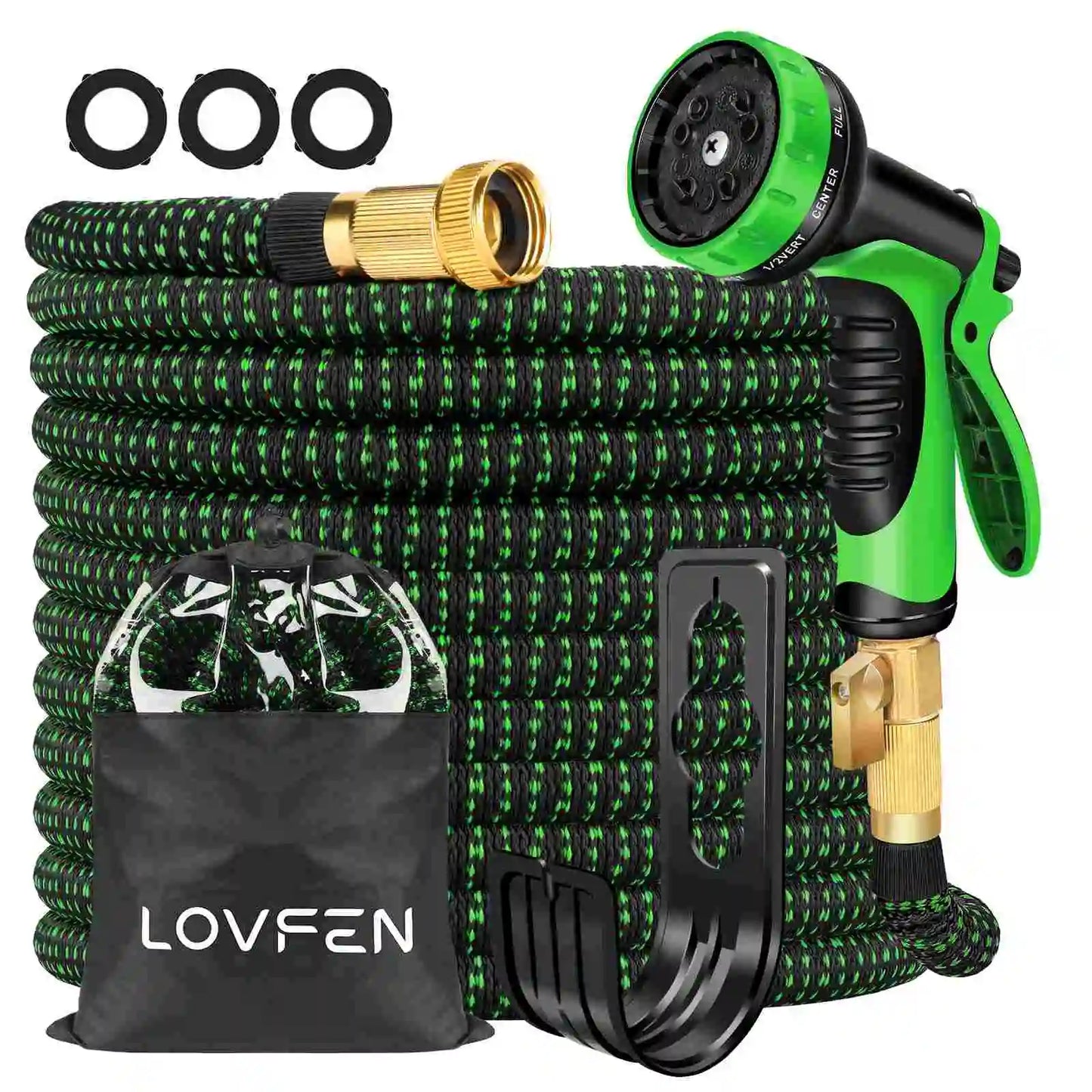 LOVFEN 25/50/75/100/150ft Expandable Water Hose Flexible Magic Garden Hose 10 Pattern Sprayer Nozzle For Pet Cleaning Watering