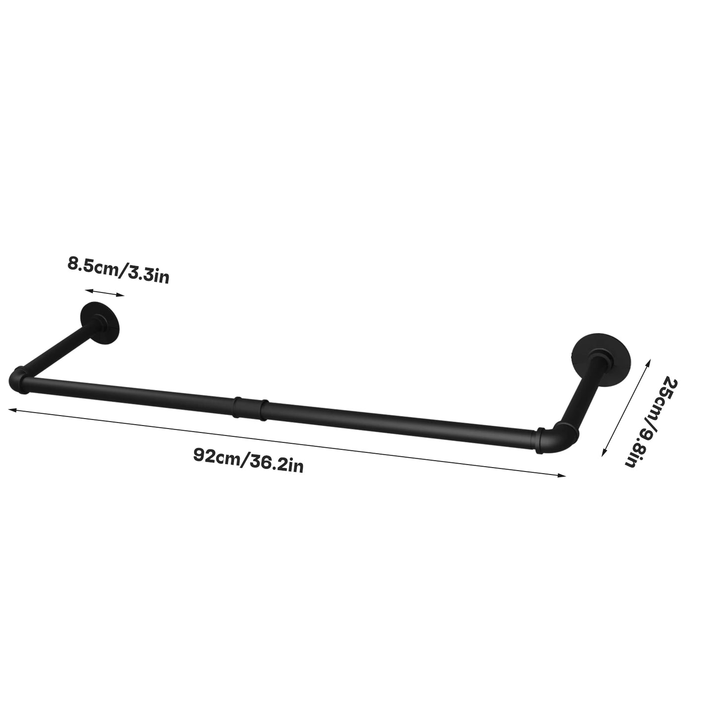 Pack Of 2 Industrial Pipe Clothes Rail Rack Wall-mounted Garment Pipe Rack Wall Iron Closet Organizer Garment Hanging Rod