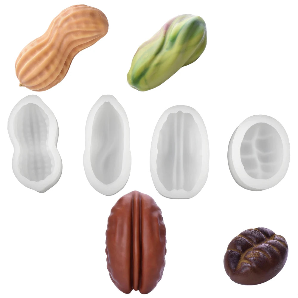 Single-Cell Peanuts Pecan Pistachios or Coffee Beans Design Silicone Chocolate Mold Mousse Cake Mold Dessert Baking Tools