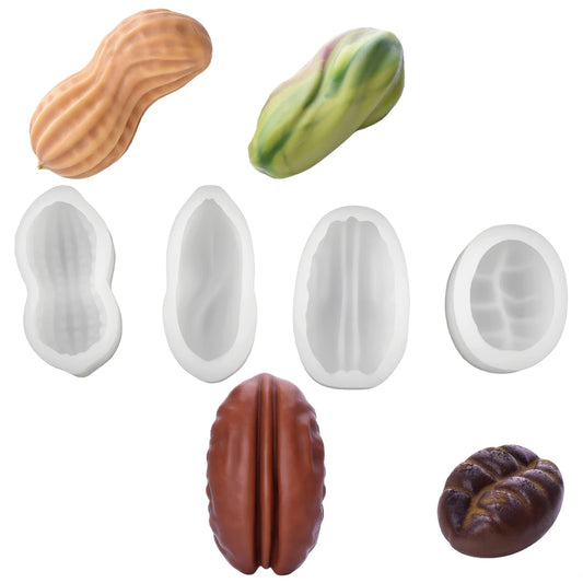 Single-Cell Peanuts Pecan Pistachios or Coffee Beans Design Silicone Chocolate Mold Mousse Cake Mold Dessert Baking Tools