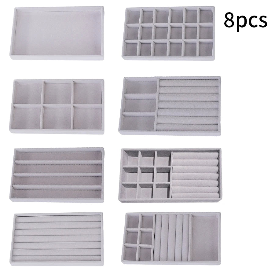 1pc, Flocking Jewelry Box Jewelry Tray, Suitable For: All Kinds of Jewelry Storage.Color: Gray