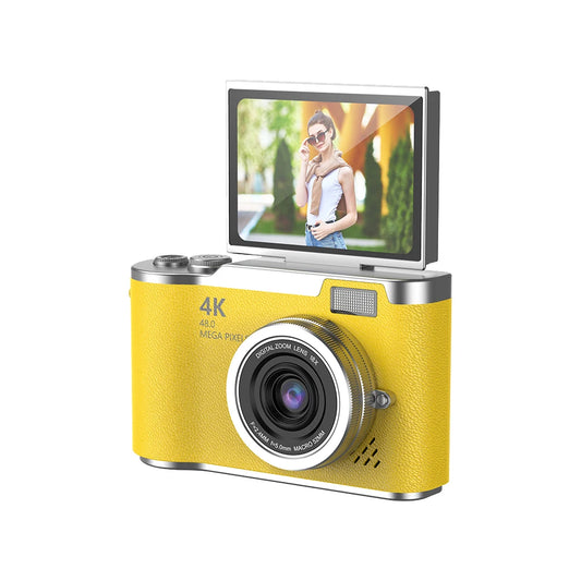 4K Digital Camera 48MP Portable CCD Camera 8X Zoom Compact Small Camera 180 Flip Screen Vintage Camera for Teens Adult Beginner
